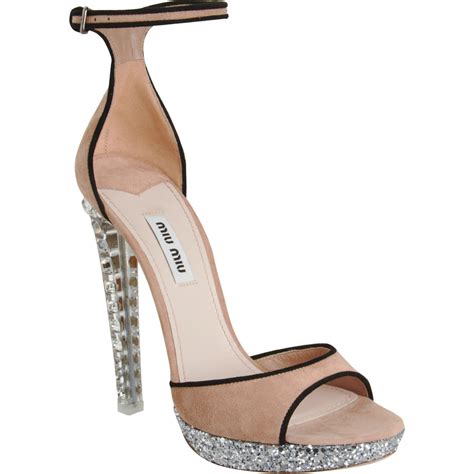 miu miu crystal heel platform sandal|Miu Miu Women's Crystal Embellished Platform Sandals.